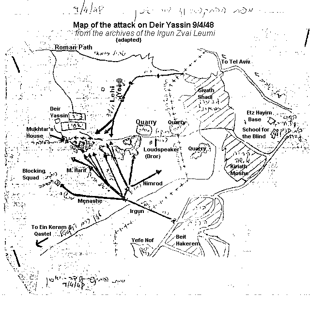 Map and Battle Plan of Deir Yassin - April 1948