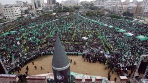 Hamas manifestatie in Gaza, een beeld dat je niet snel in onze media ziet